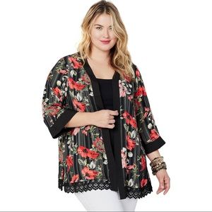 Avenue Plus Size Red Floral Kimono Size 22/24